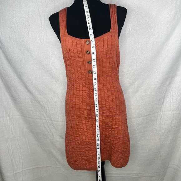 FP Beach Free People Mini Dress Sleeveless Button Front Orange Medium - Picture 3 of 8